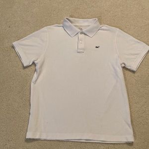 White polo golf shirt